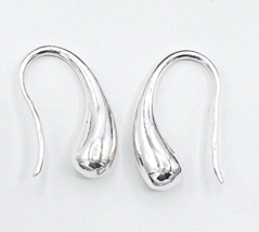 Rhodium Plated Sterling Silver Puffy Teardrop Dangle Pierced Earrings - $25.74