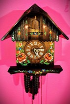 Spring Time Hand Painted Flowers Chalet 1 Day Cuckoo Clock - $157.41