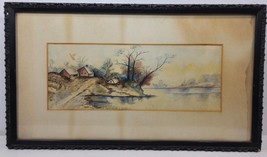 Antique Watercolor Landscape 1903 Rochester New York Pond Cottage - £59.71 GBP