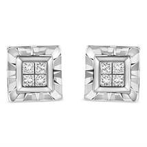 Exquisite Invisible Set Princess-cut Diamond Quad Composite Stud Earrings - $187.00