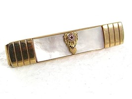 1950's Goldtone Mother Pearl Fraternal Order of Elks Tie Clasp By ANSON 71717 - $34.64