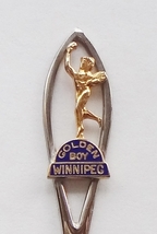 Collector Souvenir Spoon Canada Manitoba Winnipeg Golden Boy Cloisonne Emblem - £2.40 GBP