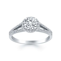 1 carat diamond engagement ring/14k white gold split shank diamond wedding ring - £3,989.55 GBP