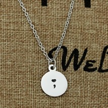 Semicolon Charm Necklace Heart Stainless Steel Pendant MY STORY ISNT OVER  - £19.71 GBP