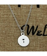 Semicolon Charm Necklace Heart Stainless Steel Pendant MY STORY ISNT OVER  - £19.35 GBP