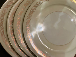Noritake Gold Leaf Band Dinner Plates Cream &amp; White (4) 10-3/8&quot;  #5298 - $42.00