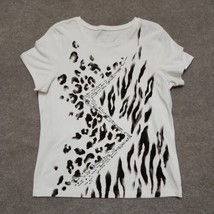 Chico&#39;s Zenergy Animal Print T-Shirt Women&#39;s 2 US L White Short Sleeve - £15.70 GBP