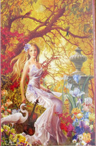 SunsOut Nene Thomas Lost Melody 1000 pc Panorama Jigsaw Puzzle Violin Swan - £12.41 GBP