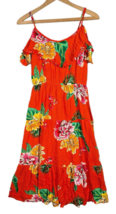 Old Navy Dress Size Small Red Floral Tiered Off Shoulder Vacation Cruise... - $742.75 MXN