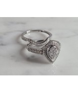 Womens Vintage Estate 10K White Gold Diamond Wedding Ring Set 4.3g E6920 - £391.23 GBP