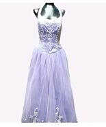 Lilac Formal Gown Embroidered Tulle Skirt Beaded Bodice Halter Prom Dres... - $121.24