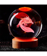 3D Axolotl laser engraved Crystal Ball coloured night light,girlfriend c... - €13,67 EUR