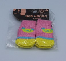 Socks Dog Nonskid Small SM Pink and Yellow Set of 4 - $6.48