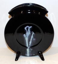 INCREDIBLE VINTAGE MCM BLACK DRIP GLAZE ART POTTERY 9 1/2&quot; UNIQUE FOOTED... - £86.72 GBP