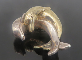 BARON ISRAEL 925 Sterling Silver - Vintage Double Dolphin Brooch Pin - BP2946 - £53.21 GBP
