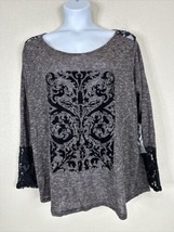NWT Maurices Premium Womens Plus Size 3X Black Lace Embellished Top Long Sleevr - £17.29 GBP