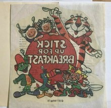 Vintage 1977 KELLOGG Cereal Iron-on &quot;Stick up for Breakfast&quot; Tony the Tiger - £11.85 GBP