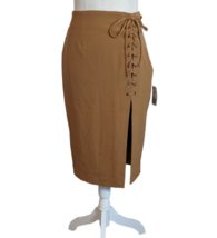 Forever 21 Womens Camel Brown Side Slit Lace-up Pencil Skirt Size Medium - $19.79
