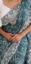 Chikakari Lucknowi Saree, Bandhni Floral Work Sari, Georgette Chiffon, for women - £169.86 GBP