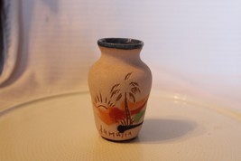 Jamaica Multicolor Pottery Flower Vase Bulb Shaped 4&quot; Tall 1.5&quot; Opening - $23.75