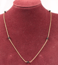 Vintage 16 Inch Choker Necklace Gold Plate and Jet Beads - £6.85 GBP