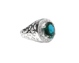 London Blue Topaz Statement Ring Large London Topaz Cocktail Ring For Men - £73.63 GBP