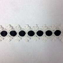 2 Yards White Venice Venise Black Satin Ribbon Double Scalloped 1" SHIP ... - $0.99