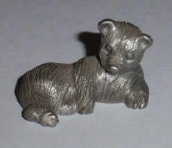 1978 Schmid Pewter Sitting / Laying Down Bear Collectible Miniature Figu... - $22.30