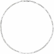 Sterling Silver 3.85 MM Elongated Flat Link Paperclip Style Chain - £156.53 GBP+