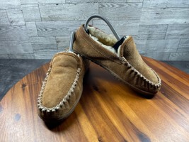 L.L Bean Slippers Women 7M Wicked Good Venetian Shoes Brown Suede Shearling - £28.94 GBP