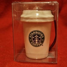 2007 Starbucks Classic White To Go Cup Ceramic Decorative Ornament - $12.00