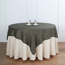 Charcoal Gray 72X72&quot;&quot; Square Table Overlay Premium Faux Burlap Polyester Wedding - £21.82 GBP
