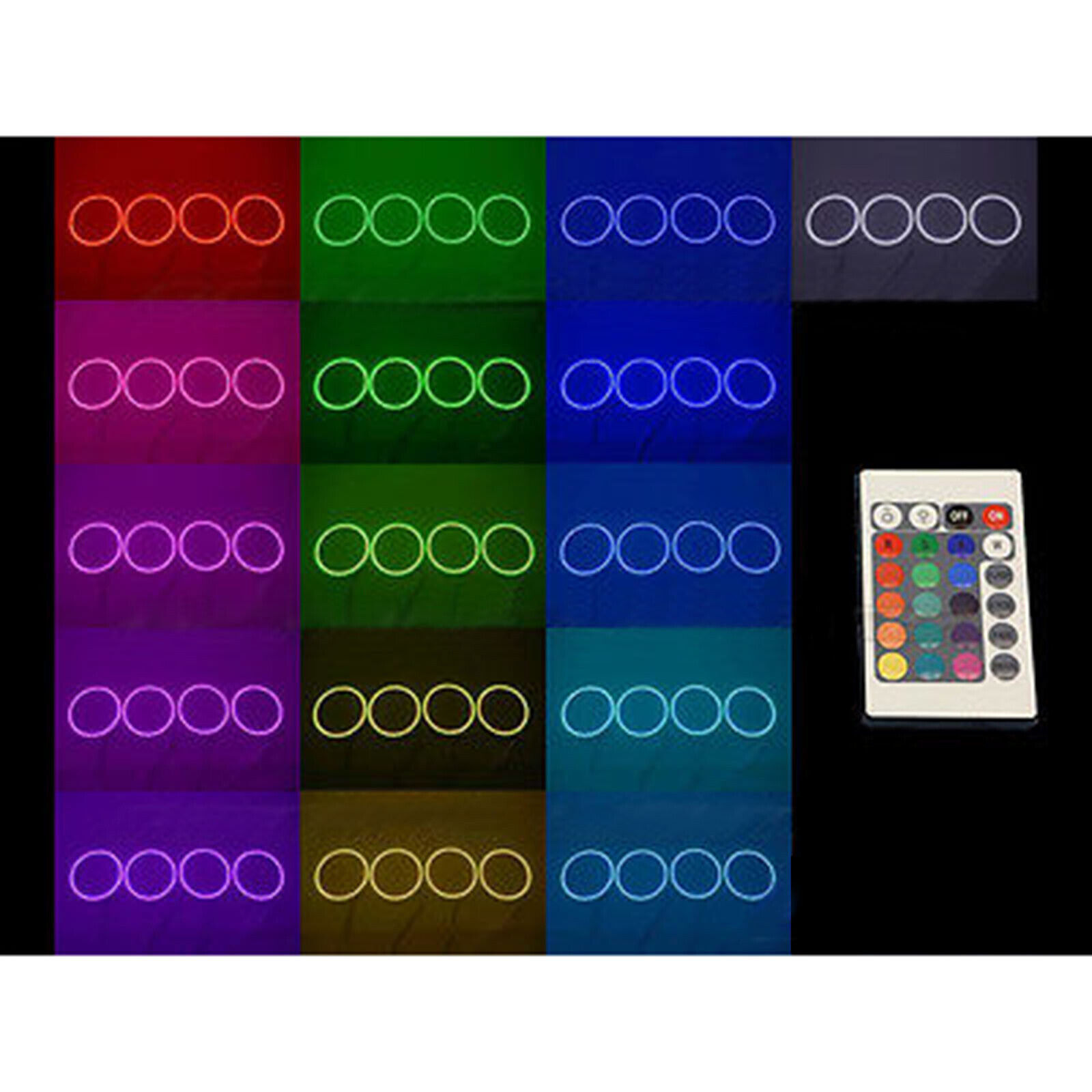4x 120mm Headlight Multi-Color Changing LED Shift RGB Angel Eye Halo ...