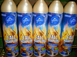 (5) Glade FALL NIGHT LONG Room Spray Crisp Fall Air and Smoldering Woods... - $24.52