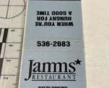 Vintage Matchbook Cover  Jamms* Restaurant Mystic, CN  Zgmg  Unstruck - £9.92 GBP
