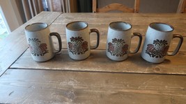 4 Vintage Stoneware OWL Glasses Mugs Cups 5 inches - £36.51 GBP