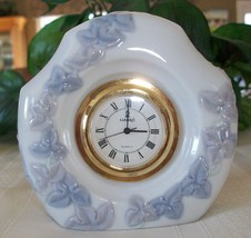 Lladro Floral Spain Desk Table Mantle Clock Excellent Preowned - £39.78 GBP