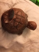  Treasure Craft Ceramic Pottery Brown Turtle 5" Ashtray '56 Missing Back Handle. - $11.30