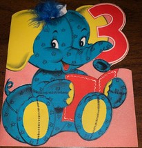 Norcross 1950&#39;s Elephant Happy 3rd Birthday Vintage Greeting Card Used - $5.88