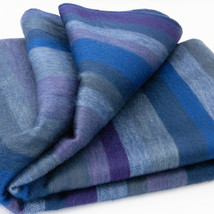 Soft &amp; Warm Striped Alpaca Wool Blanket Queen Bed Sofa Throw Oc EAN Ic Blues - £63.61 GBP