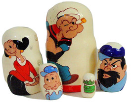 5pcs Pintado a Mano Rusa Matrioska Muñeca De Popeye El Marinero Hombre - £34.17 GBP