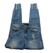 Vivid Womens Skinny Jeans Small/36 Medium Wash Denim Distressed Raw Hem ... - £31.06 GBP