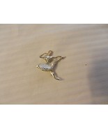 Vintage Gold Tone Dancing Ballerina Pin with Rhinestones & Faux Pearl