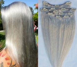 18&quot;,20&quot;,22&quot;,24&quot; 100% REMY Human Hair Extensions 7Pcs Clip in #Light Ash Blonde - £62.29 GBP+