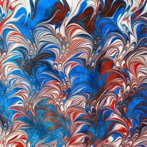 Original Art Ole Red White and Blue No1 Colorful Handmade Marbled Paper Painting - £51.36 GBP