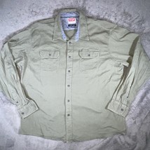Wrangler Men Button Up Shirt 2XL Green Long Sleeve Pockets Collar Flex C... - $19.49