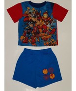 Super Hero Squad Pajamas Toddler 2T Spiderman Iron Man Thor Shirt Shorts... - £7.91 GBP