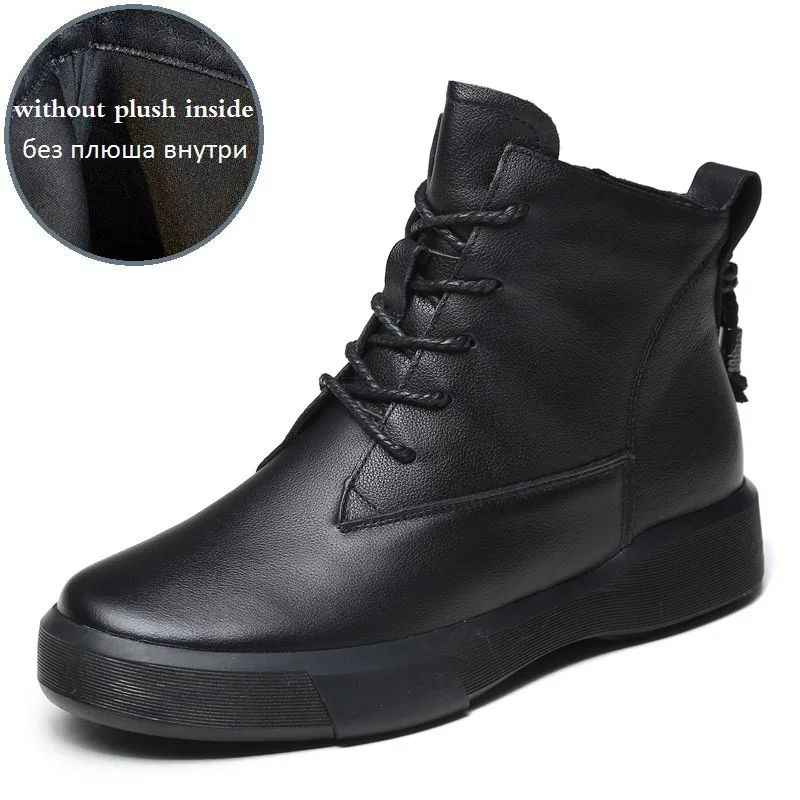 Classic Genuine Leather Ankle Boots For Women Winter Warm Shoes Handmade First L - £73.06 GBP