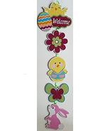 Easter Hanging Tile Wall Décor Glittery Easter Chick Welcome 25H x 6.5W - £5.46 GBP