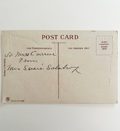 Greeting Victorian Card Postcard Cottage Red Roses Embossed 1900s Floral PCBG11B Item image 3